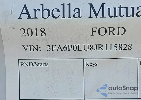 2018 Ford Fusion Hybrid Se z USA, uszkodzony, nr VIN 3FA6P0LU8JR115828